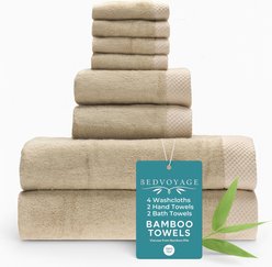 BedVoyage Luxury Viscose from Bamboo Towel Set, Champagne, 8 count