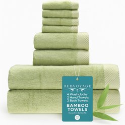 BedVoyage Viscose from Bamboo Cotton 600 GSM Absorbent & Odor Resistant Towel Set, Sage, 8 count
