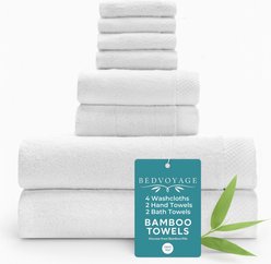 BedVoyage Luxury Viscose from Bamboo Towel Set, White, 8 count