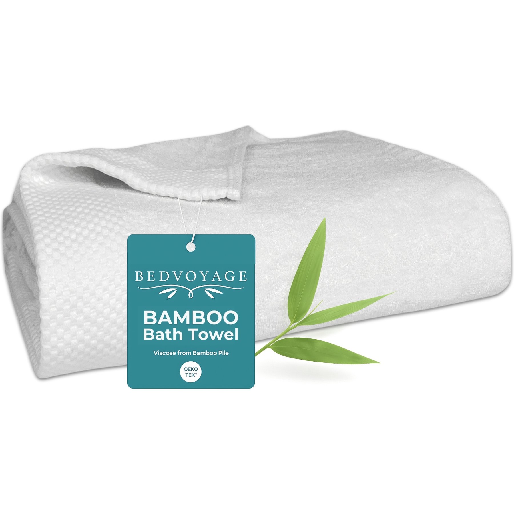 BedVoyage Viscose from Bamboo Cotton 600 GSM Absorbent & Odor Resistant Bath Towel, White