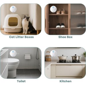 Pawshelf Round Odor Eliminator Cat Litter Box Deodorizer & Freshener,White, 4.88 x 4.94 x 1.65-in