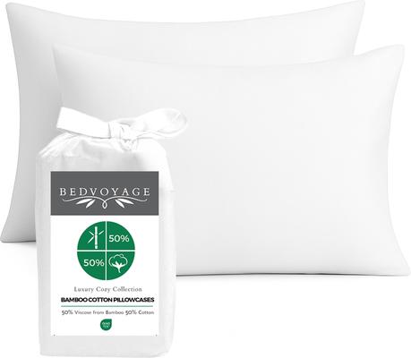 Show full view: BedVoyage Melange Viscose from Bamboo Cotton Pillowcases, Snow, Standard, 2 count slide 2 of 8