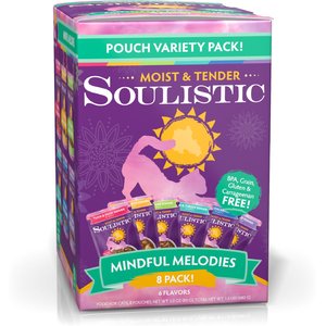 Soulistic Moist & Tender Mindful Melodies Variety Pack Wet Cat Food, 3-oz pouch, case of 8