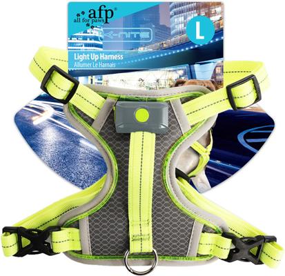 Show full view: allforpaws K-Nite Light Up Reflective Dog Harness, Green, Large: 19 to 33-in chest slide 7 of 10