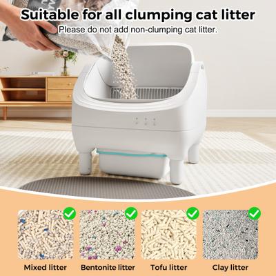 Show full view: Coziwow Open-Top Smart Self Cleaning App Control Cat Litter Box, 23.8-lb bag slide 6 of 7