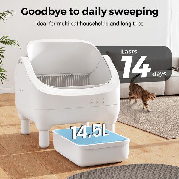 Show full view: Coziwow Open-Top Smart Self Cleaning App Control Cat Litter Box, 23.8-lb bag slide 4 of 7