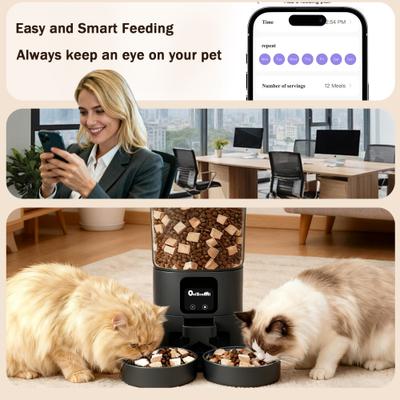 Show full view: ONIZOOMI Smart 2.4G WiFi Automatic Dual Bowl Cat & Dog Feeder, Black, 30-Cup slide 7 of 11