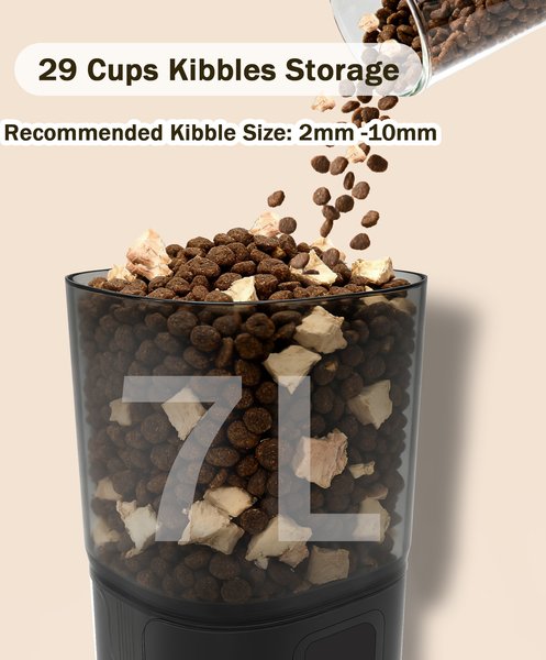 Show full view: ONIZOOMI Smart 2.4G WiFi Automatic Dual Bowl Cat & Dog Feeder, Black, 30-Cup slide 8 of 10