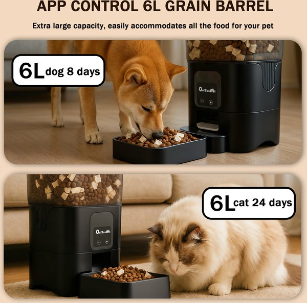 Show full view: ONIZOOMI Smart Stainless Steel Bowl 2.4G Automatic Cat & Dog Feeder, Black, 25-Cup slide 2 of 10