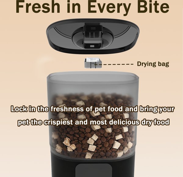 Show full view: ONIZOOMI Smart Stainless Steel Bowl 2.4G Automatic Cat & Dog Feeder, Black, 25-Cup slide 7 of 10