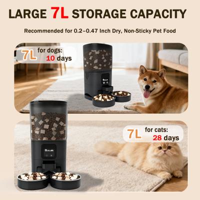 Show full view: ONIZOOMI Smart 2.4G WiFi Automatic Dual Bowl Cat & Dog Feeder, Black, 30-Cup slide 9 of 11