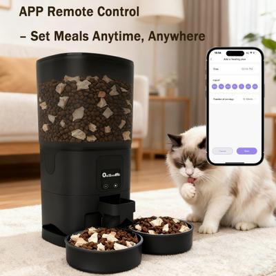 Show full view: ONIZOOMI Smart 2.4G WiFi Automatic Dual Bowl Cat & Dog Feeder, Black, 30-Cup slide 2 of 11