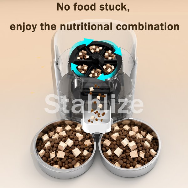 Show full view: ONIZOOMI Smart 2.4G WiFi Automatic Dual Bowl Cat & Dog Feeder, Black, 30-Cup slide 6 of 10
