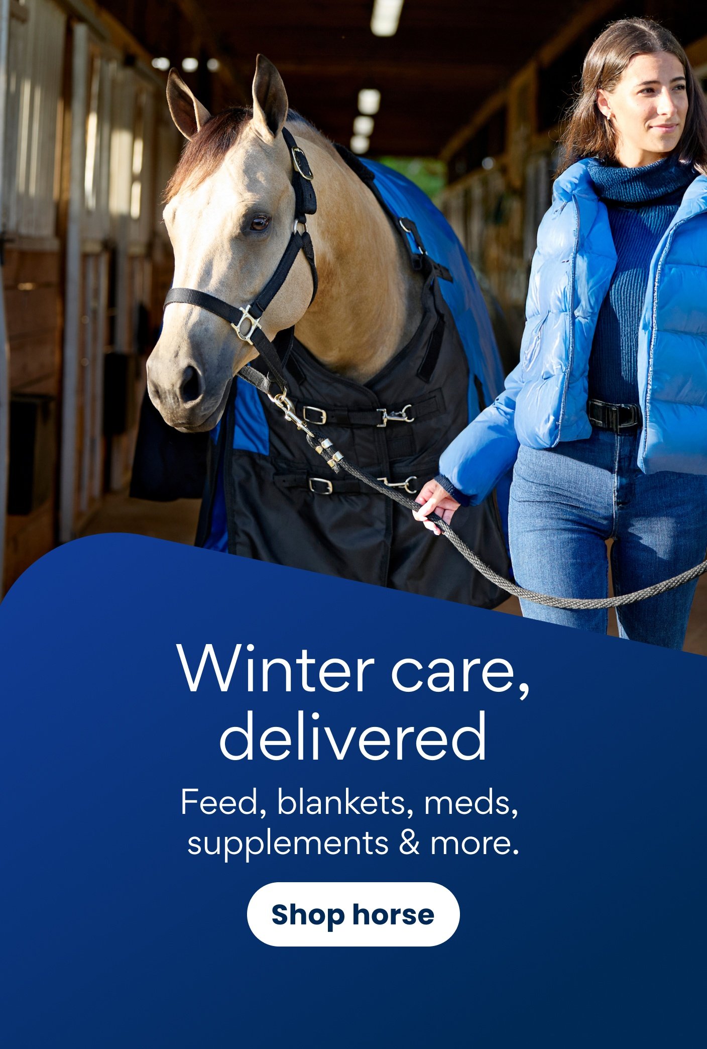 Winter care, delivered Feed, blankets, meds, supplements & more