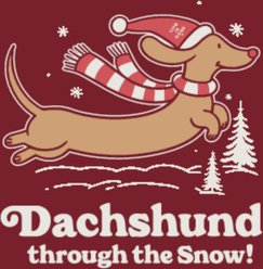LIFE IS GOOD Christmas Women's Dachshund Through the Snow Long Sleeve Crusher Tee, Adirondack Red, X-Small slide 2 of 2
