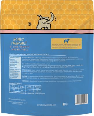 Show full view: Honey I'm Home 6" Honey Coated Buffalo Wheezy Wraps Dog Chews, 8-oz bag slide 3 of 3