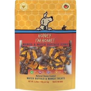 Honey I'm Home! Mango Jerky Natural Honey Coated Buffalo & Mango Grain-Free Dog Treats, 5.29-oz bag