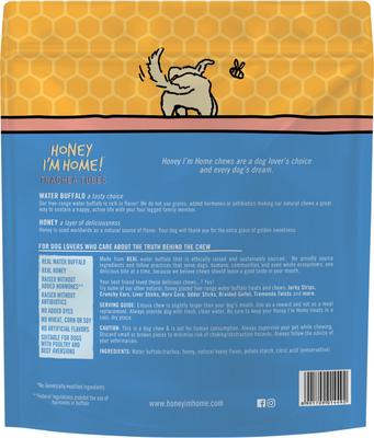 Show full view: Honey I'm Home! Trachea Tubes Natural Honey Coated Buffalo Chews Grain-Free Dog Treats, 5 count slide 3 of 6