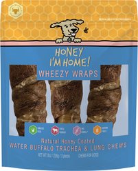 Honey I'm Home 6" Honey Coated Buffalo Wheezy Wraps Dog Chews, 8-oz bag