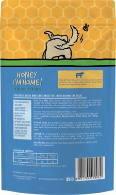 Show full view: Honey I'm Home Tripe Sticks Honey Coated Buffalo Treats Natural Dog Chews, 5.29-oz bag slide 3 of 4