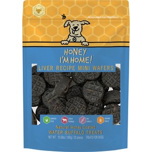 Honey I'm Home Mini Liver Wafers Natural Honey Coated Buffalo Dehydrated Dog Treats, 5.29-oz bag