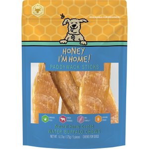 Honey I'm Home! 6-in Paddywack Sticks Natural Honey Coated Buffalo Chews Grain-Free Dog Treats, 5 count