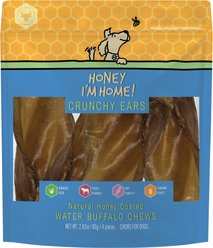 Honey I'm Home! Crunchy Ears Natural Honey Coated Buffalo Chews Dog Treats, 4 count