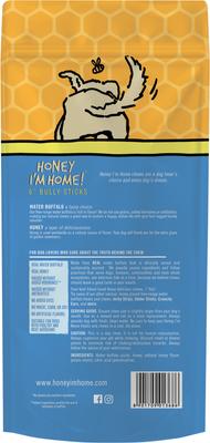 Show full view: Honey I'm Home! 6-in Bully Sticks Natural Honey Coated Buffalo Chews Grain-Free Dog Treats, 5 count slide 3 of 6