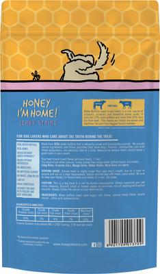 Show full view: Honey I'm Home! Jerk Strips Natural Honey Coated Buffalo Grain-Free Dog Treats, 3.5-oz bag slide 3 of 5