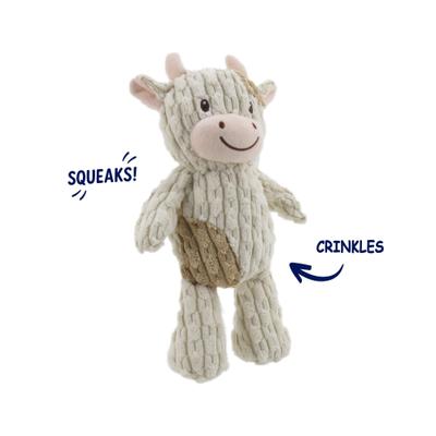 Show full view: Linzy Toys Cow Squeaky Plush Dog Toy, White, 12-in slide 3 of 7