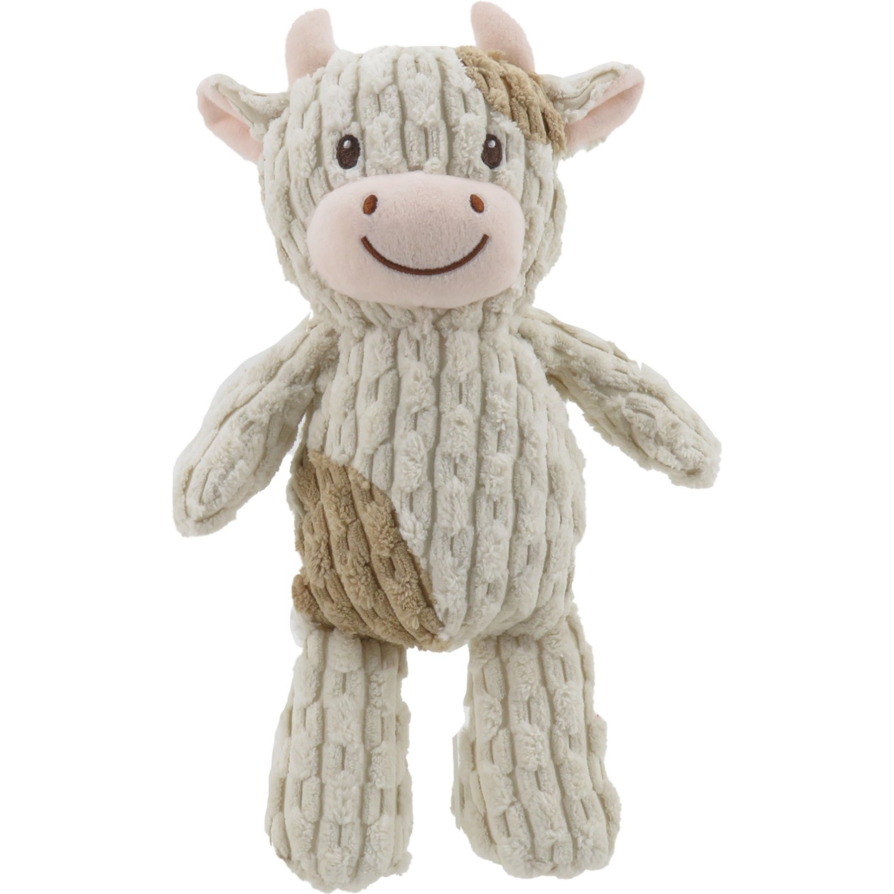 Linzy Toys Cow Squeaky Plush Dog Toy, White, 12-in
