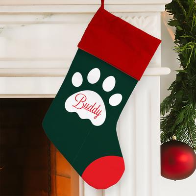 Show full view: PGS Christmas Paw Sublimated Personalized Pet Stocking, Red Cuff, 19 x 7-in slide 2 of 2