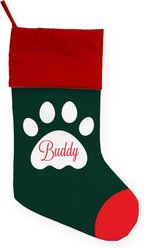 PGS Christmas Paw Sublimated Personalized Pet Stocking, Red Cuff, 19 x 7-in