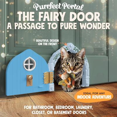 Show full view: Purrfect Portal Fairy Plastic Interior Cat Door, Blue, Large slide 2 of 7