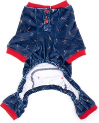 The Worthy Dog Christmas Polyster Ski Pullover Dog Pajamas, Navy, Large slide 2 of 3