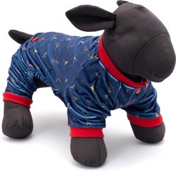 The Worthy Dog Christmas Polyster Ski Pullover Dog Pajamas, Navy, Medium slide 2 of 3