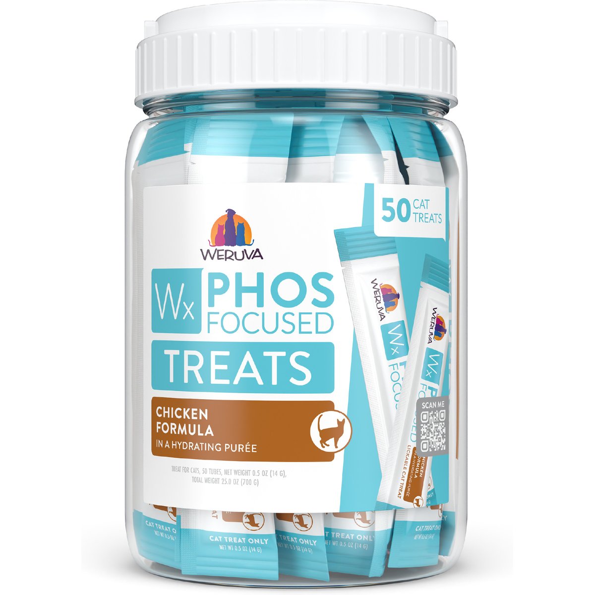 Weruva Wx Phos Focused Chicken Formula Grain-Free Lickable Cat Treats, 0.5-oz tube, 50 count