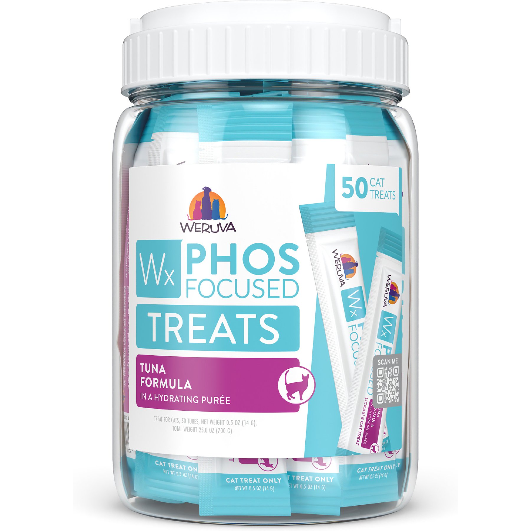 Weruva Wx Phos Focused Tuna Formula Grain-Free Lickable Cat Treats, 0.5-oz tube, 50 count
