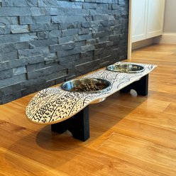Funky Flies Doodlescape SkateBowls Stainless Steel Elevated Dog Bowl, 3-cup slide 2 of 9