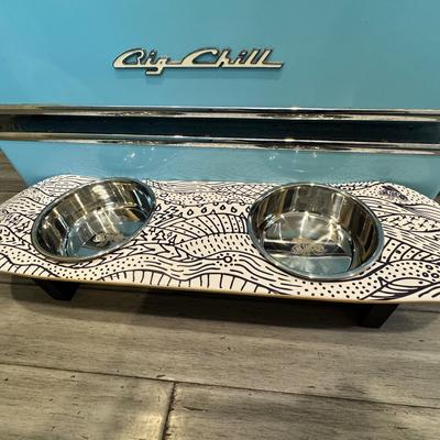 Show full view: Funky Flies Doodlescape SkateBowls Stainless Steel Elevated Dog Bowl, 3-cup slide 7 of 11