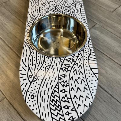 Show full view: Funky Flies Doodlescape SkateBowls Stainless Steel Elevated Dog Bowl, 3-cup slide 8 of 11