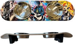 Funky Flies Rock Legends SkateBowls Stainless Steel Elevated Cat Bowl, 3-cup