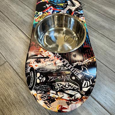 Show full view: Funky Flies Rock Legends SkateBowls Stainless Steel Elevated Cat Bowl, 3-cup slide 7 of 10