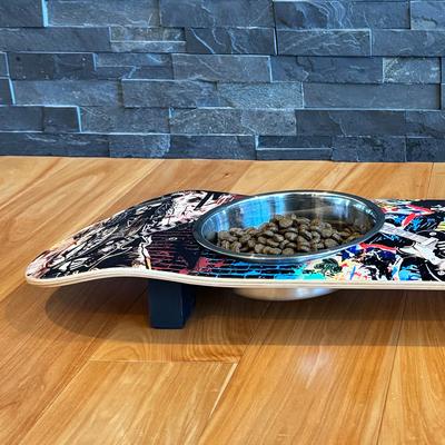 Show full view: Funky Flies Rock Legends SkateBowls Stainless Steel Elevated Cat Bowl, 3-cup slide 4 of 10