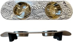 Funky Flies Doodlescape SkateBowls Stainless Steel Elevated Cat Bowl, 3-cup slide 1 of 9