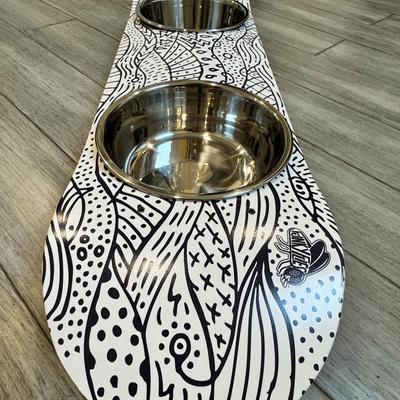 Show full view: Funky Flies Doodlescape SkateBowls Stainless Steel Elevated Cat Bowl, 3-cup slide 7 of 10