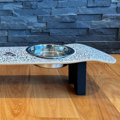 Show full view: Funky Flies Doodles SkateBowls Stainless Steel Elevated Dog Bowl, 3-cup slide 5 of 10