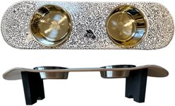 Funky Flies Doodles SkateBowls Stainless Steel Elevated Dog Bowl, 3-cup