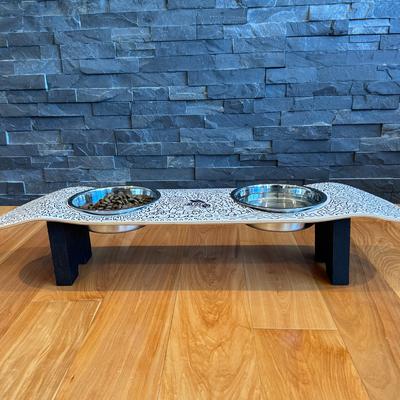 Show full view: Funky Flies Doodles SkateBowls Stainless Steel Elevated Dog Bowl, 3-cup slide 3 of 10