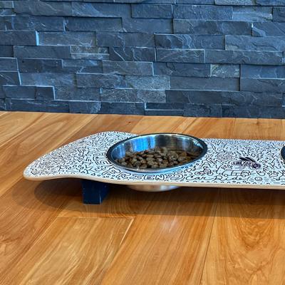 Show full view: Funky Flies Doodles SkateBowls Stainless Steel Elevated Cat Bowl, 3-cup slide 4 of 10